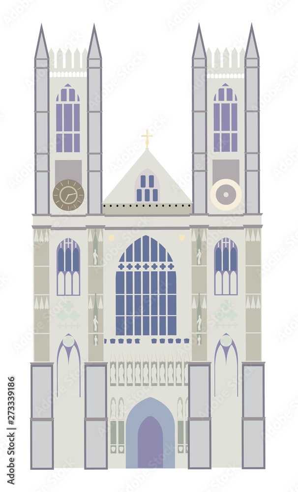 Westminster Abbey in London icon ,flat design.For websites and mobile applications.  Vector image.