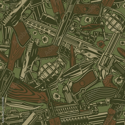 Vintage military seamless pattern