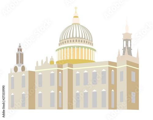 St. Paul's Cathedral in London,isolated on white,flat design.For websites and mobile applications.  The Sights Of London. Vector image.