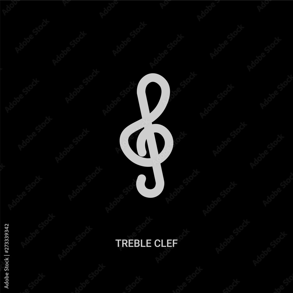 white treble clef vector icon on black background. modern flat treble clef from music and media concept vector sign symbol can be use for web, mobile and logo. white treble clef vector icon on black background. modern flat treble clef from music and media concept vector sign symbol can be use for web, mobile and logo.