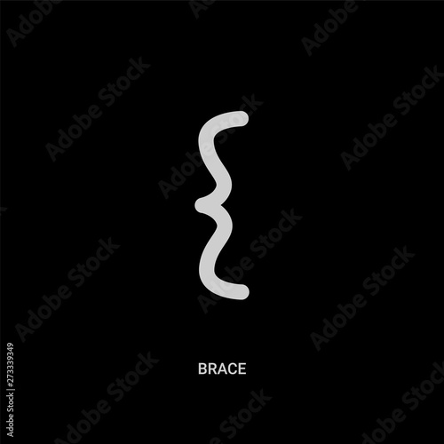 white brace vector icon on black background. modern flat brace from music and media concept vector sign symbol can be use for web  mobile and logo.