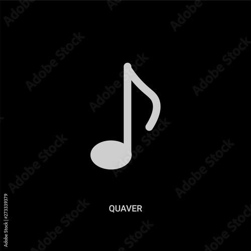 white quaver vector icon on black background. modern flat quaver from music and media concept vector sign symbol can be use for web, mobile and logo.