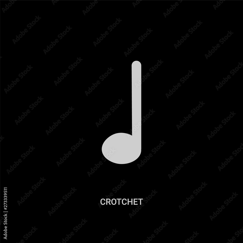 white crotchet vector icon on black background. modern flat crotchet from music and media concept vector sign symbol can be use for web, mobile and logo. white crotchet vector icon on black background. modern flat crotchet from music and media concept vector sign symbol can be use for web, mobile and logo.