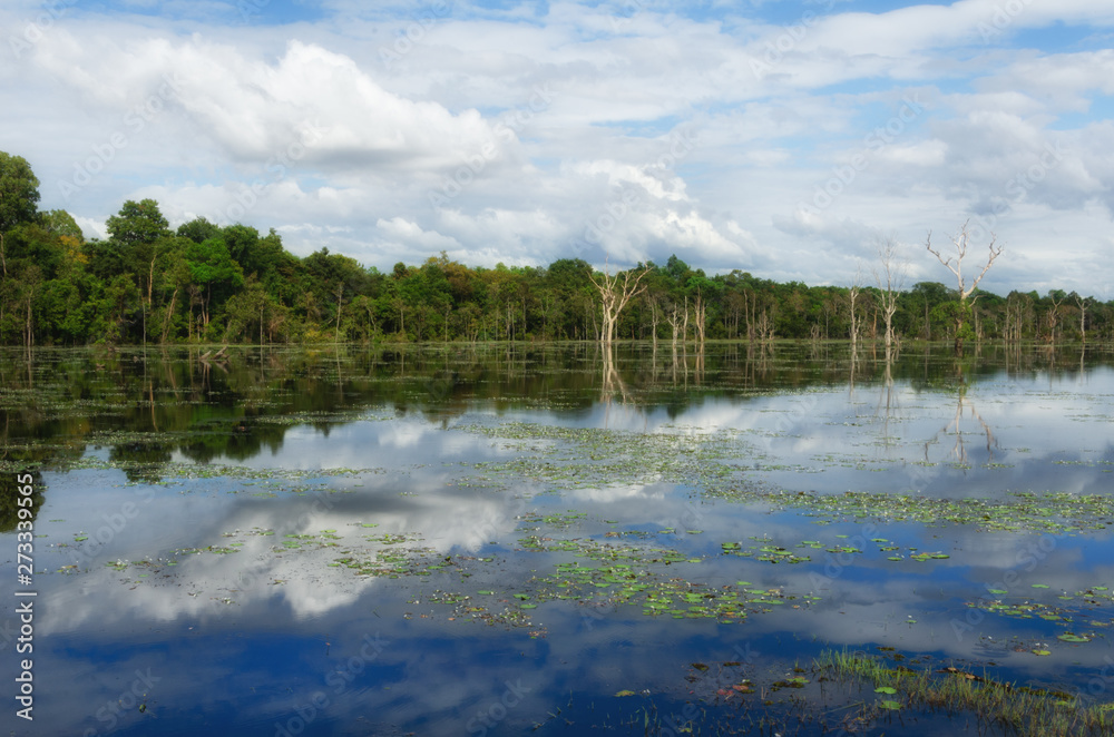 Preah Neak Pean during the wet season, Siem Reap, Cambodia