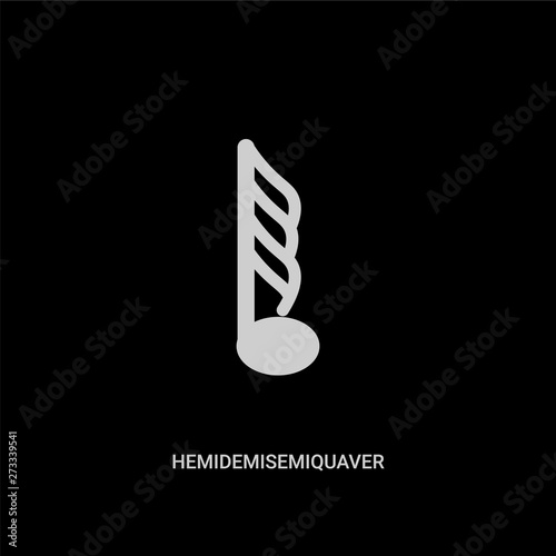 white hemidemisemiquaver vector icon on black background. modern flat hemidemisemiquaver from music and media concept vector sign symbol can be use for web, mobile and logo. photo