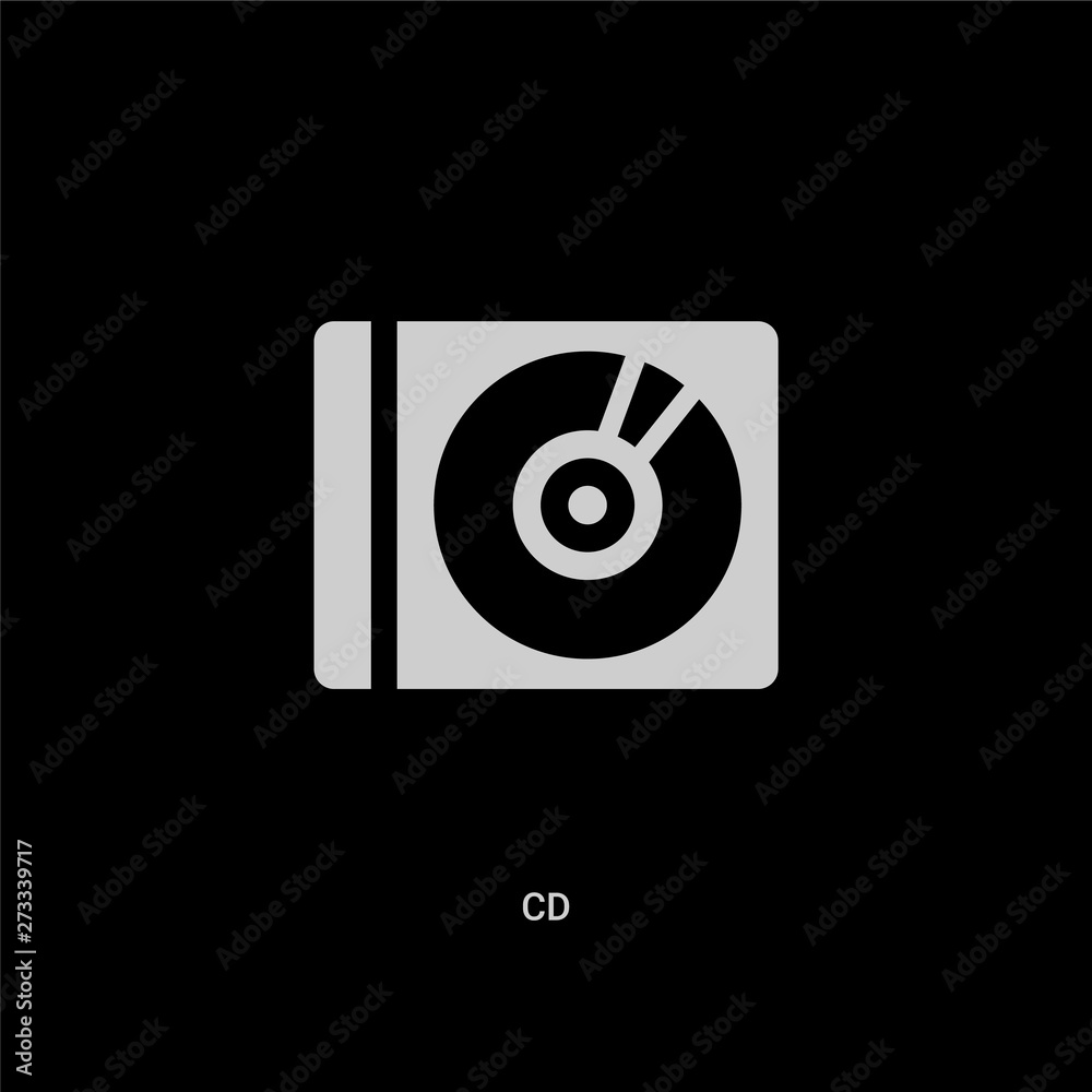 white cd vector icon on black background. modern flat cd from music and media concept vector sign symbol can be use for web, mobile and logo. white cd vector icon on black background. modern flat cd from music and media concept vector sign symbol can be use for web, mobile and logo.