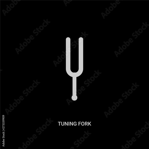 white tuning fork vector icon on black background. modern flat tuning fork from music and media concept vector sign symbol can be use for web, mobile and logo.