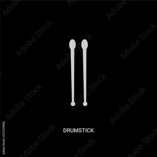 white drumstick vector icon on black background. modern flat drumstick from music and media concept vector sign symbol can be use for web, mobile and logo.