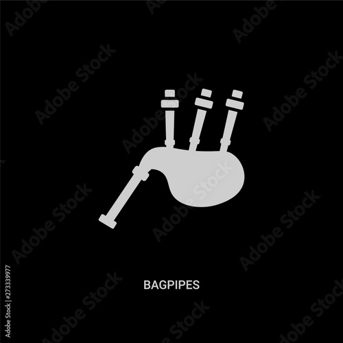 Canvas-taulu white bagpipes vector icon on black background