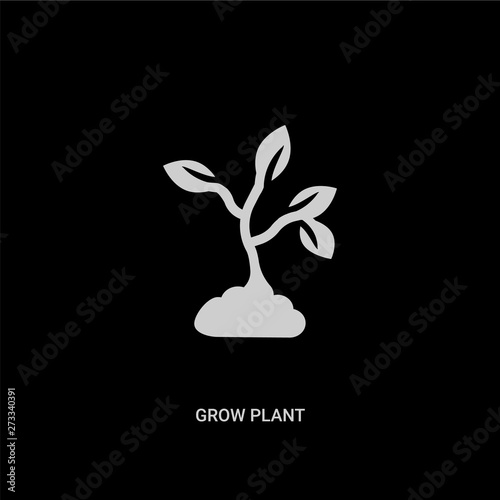 white grow plant vector icon on black background. modern flat grow plant from nature concept vector sign symbol can be use for web, mobile and logo.