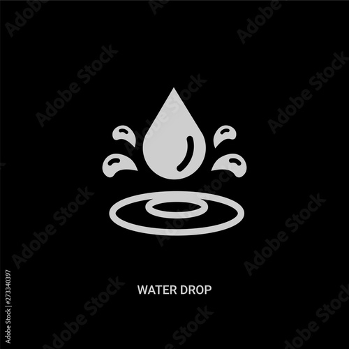white water drop vector icon on black background. modern flat water drop from nature concept vector sign symbol can be use for web, mobile and logo.