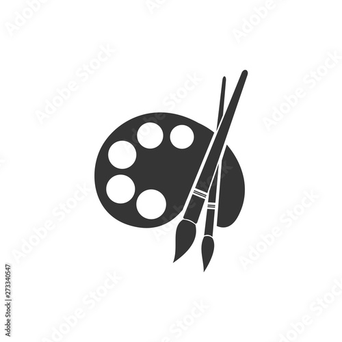 Painter palette and Paint brush icon symbol vector . paint brush logo designs Illustration