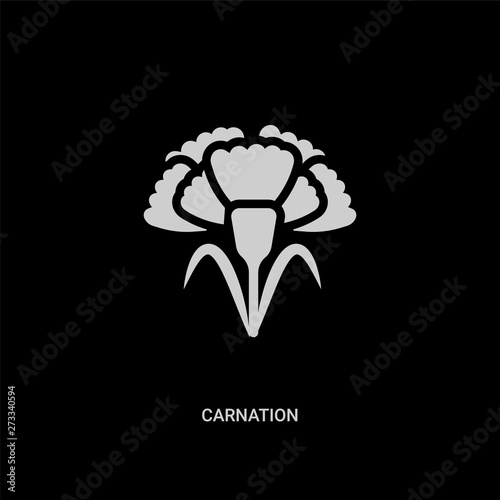 white carnation vector icon on black background. modern flat carnation from nature concept vector sign symbol can be use for web, mobile and logo. photo