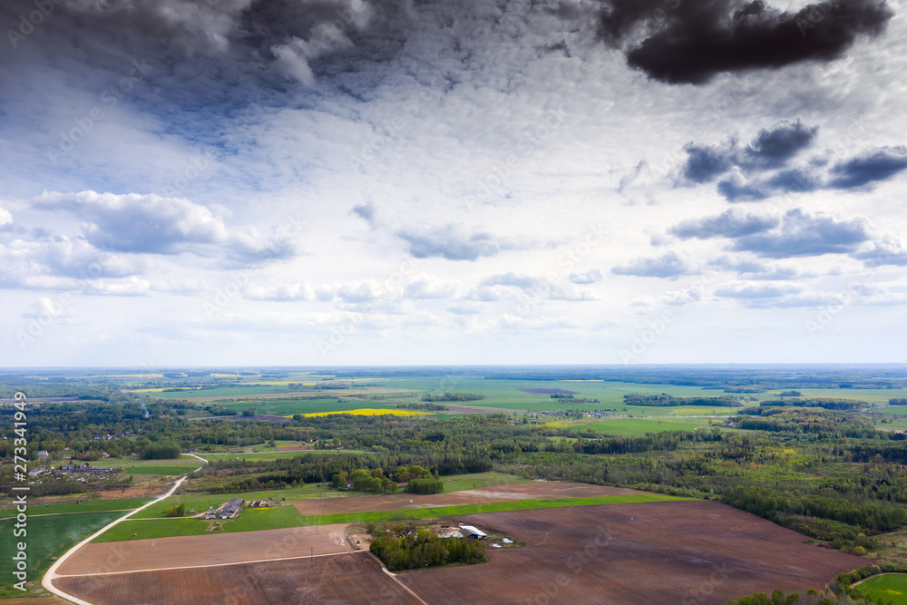 Cloudy afternoon in countryside of central Latvia.