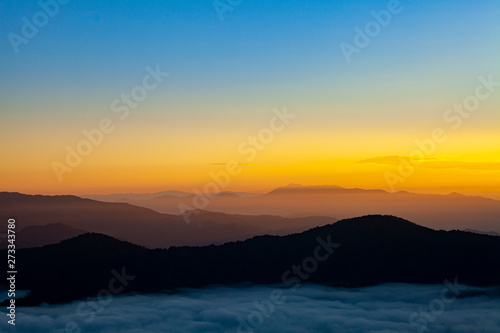 Mountain scenery during the sunrise