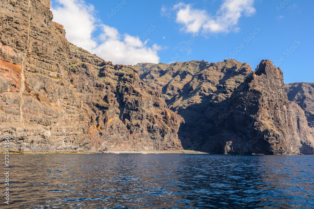 view from the boat to Los Gigantes rock at Tenerife island - Canary Spain