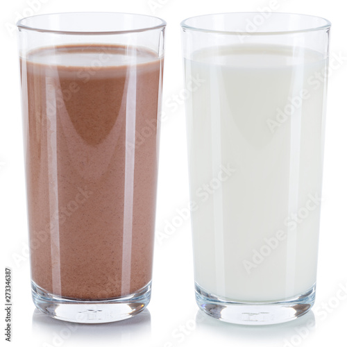 Fresh milk chocolate drinks glass isolated on white