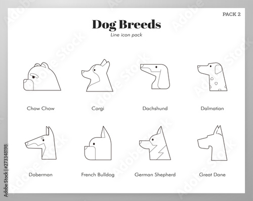 Dog breeds icons Line pack