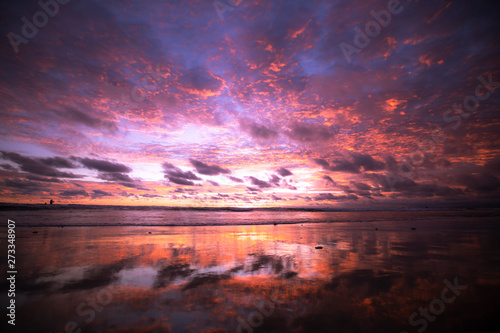 Purple pink sunset in Bali Indonesia