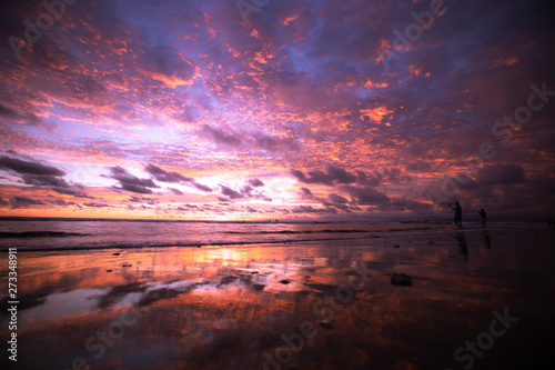 Purple pink sunset in Bali Indonesia
