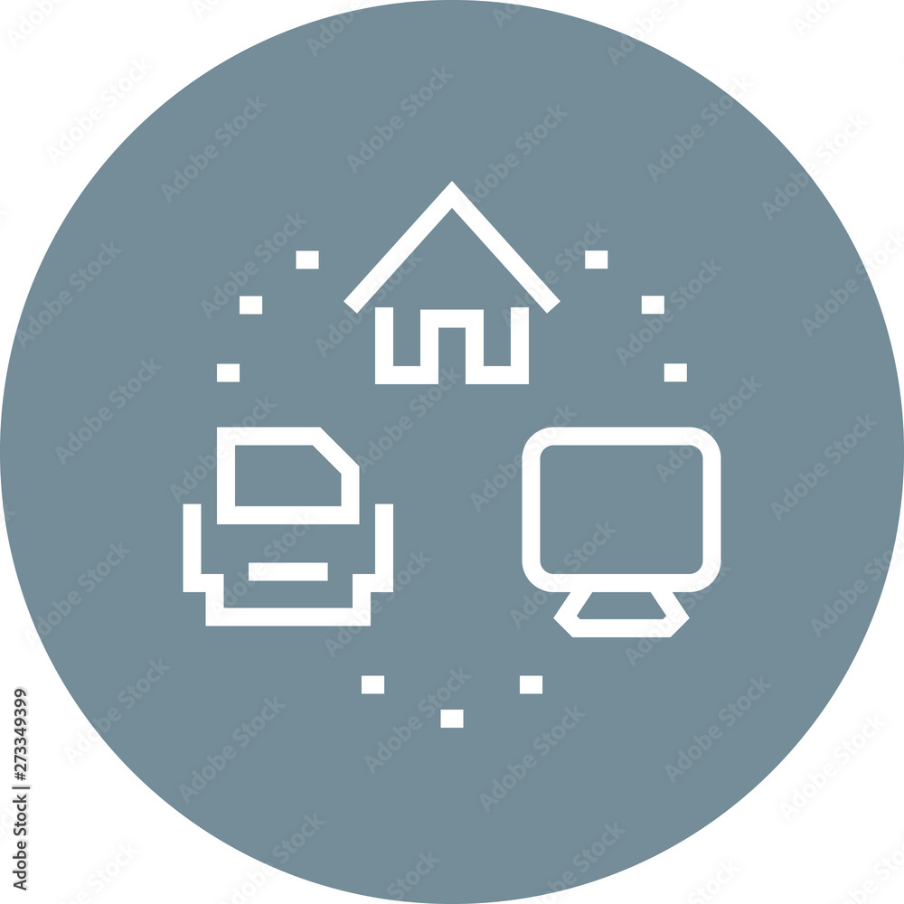 Home Office Network Outline Icon Home Office Network Outline Icon