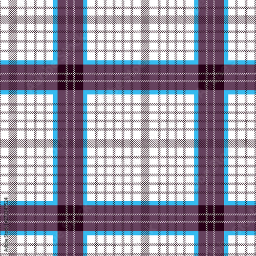 Abstract purple blue checkered design on white, for garment/textile
