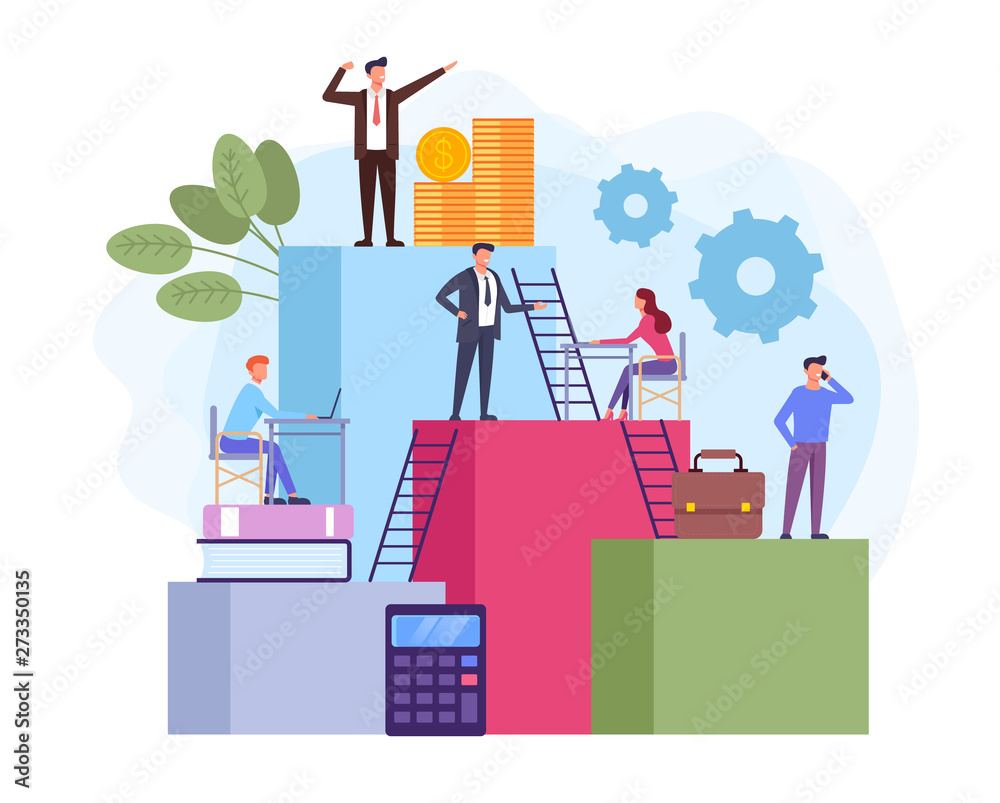 Business people office workers characters working together. Successful business team structure concept. Vector flat graphic design cartoon illustration