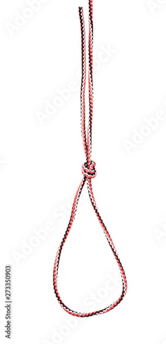 strangle snare knot tied on synthetic rope cut out