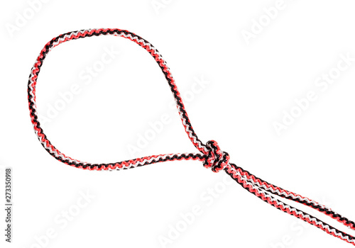 loop of strangle snare knot tied on synthetic rope
