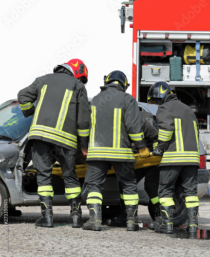 team of firefighters in action