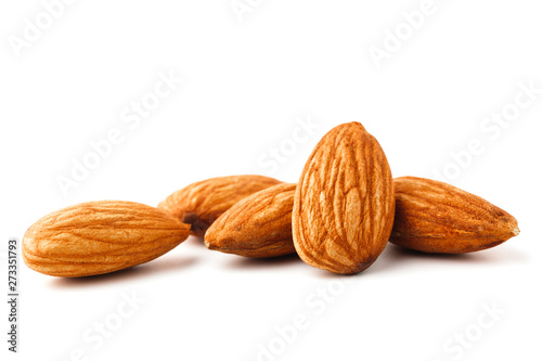 Almonds nut isolated on white background.
