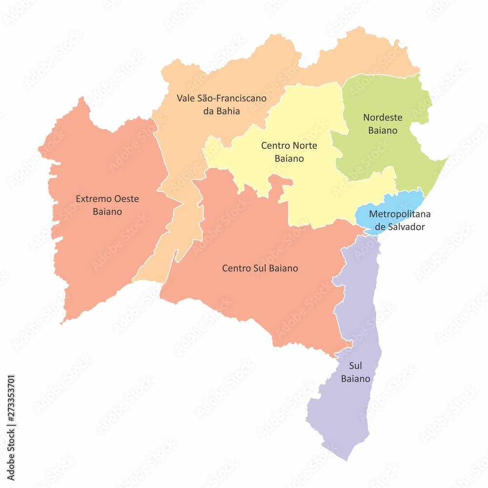 Bahia State regions map