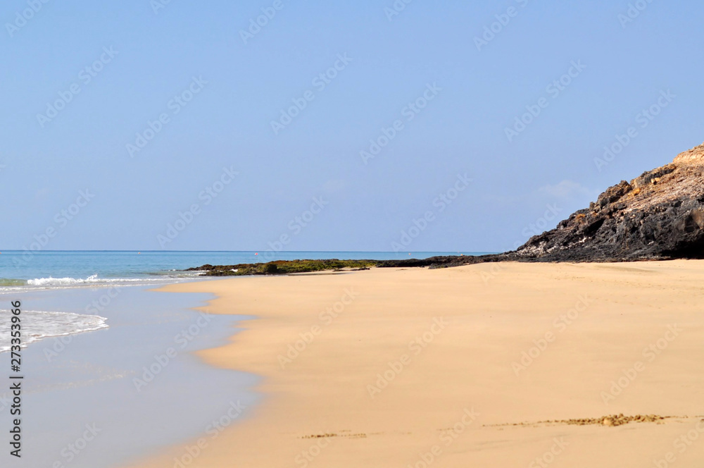 Beautiful sandy ocean beach Costa Calma. Fuerteventura, Canary Islands, Spain