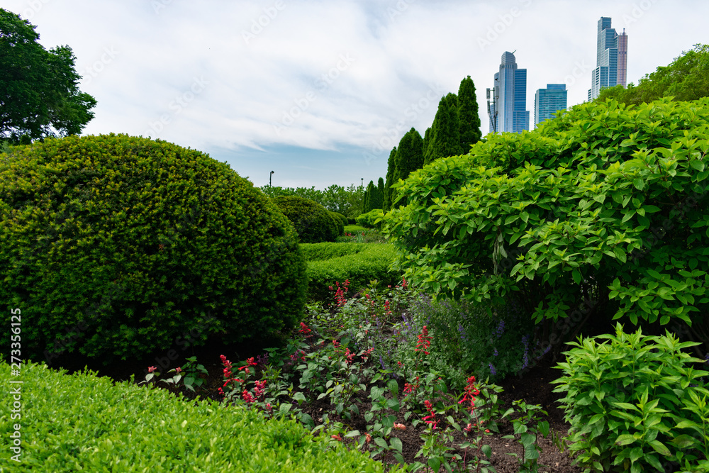 Naklejka premium Green Plants and Flowers at Grant Park in Chicago