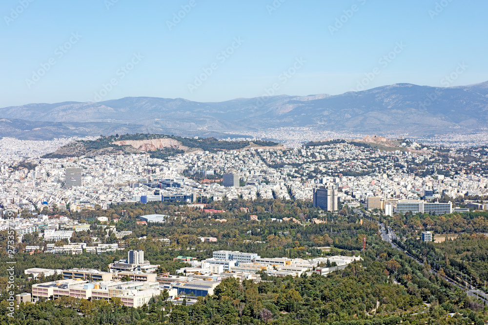 Amazing Piraeus and Athens view from Hymmitos mountain Kalopoula background wallpapers high quality prints