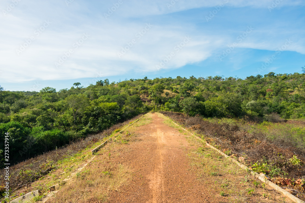 A view of the dam of Soizao Water Reservoir in the countryside of Oeiras (Piaui, Brazil)