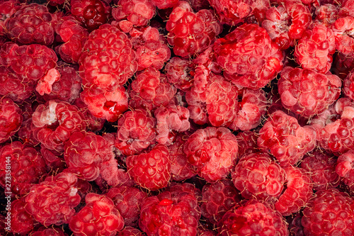 Texture of Corroded Raspberries. Dangerous spores mold on raspberries. Improper storage of sweet berries. Spoiled berries in the fridge
