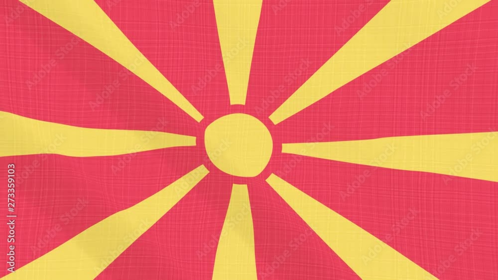 Republic Of Macedonia flag waving in the wind. Background with rough textile texture. Animation loop Republic Of Macedonia flag waving in the wind. Background with rough textile texture. Animation loop
