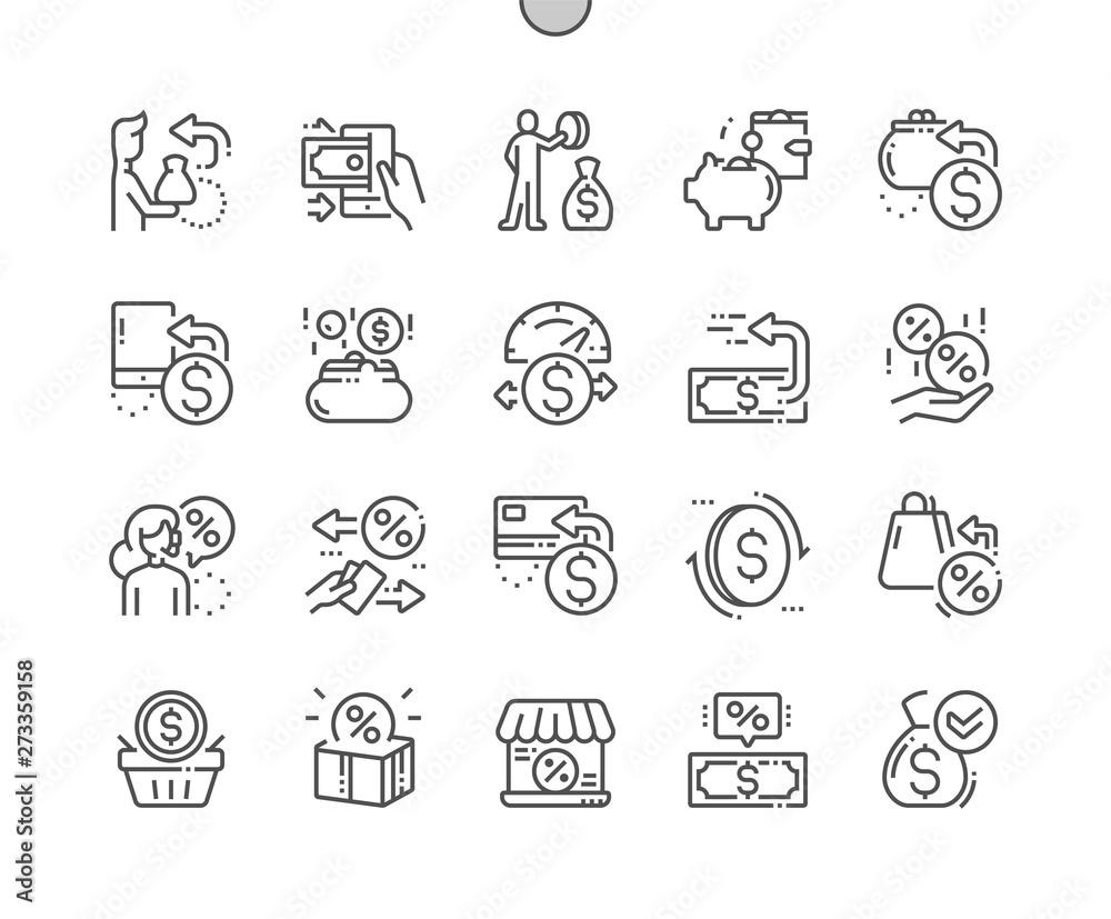 Cashback service Well-crafted Pixel Perfect Vector Thin Line Icons 30 2x Grid for Web Graphics and Apps. Simple Minimal Pictogram Cashback service Well-crafted Pixel Perfect Vector Thin Line Icons 30 2x Grid for Web Graphics and Apps. Simple Minimal Pictogram