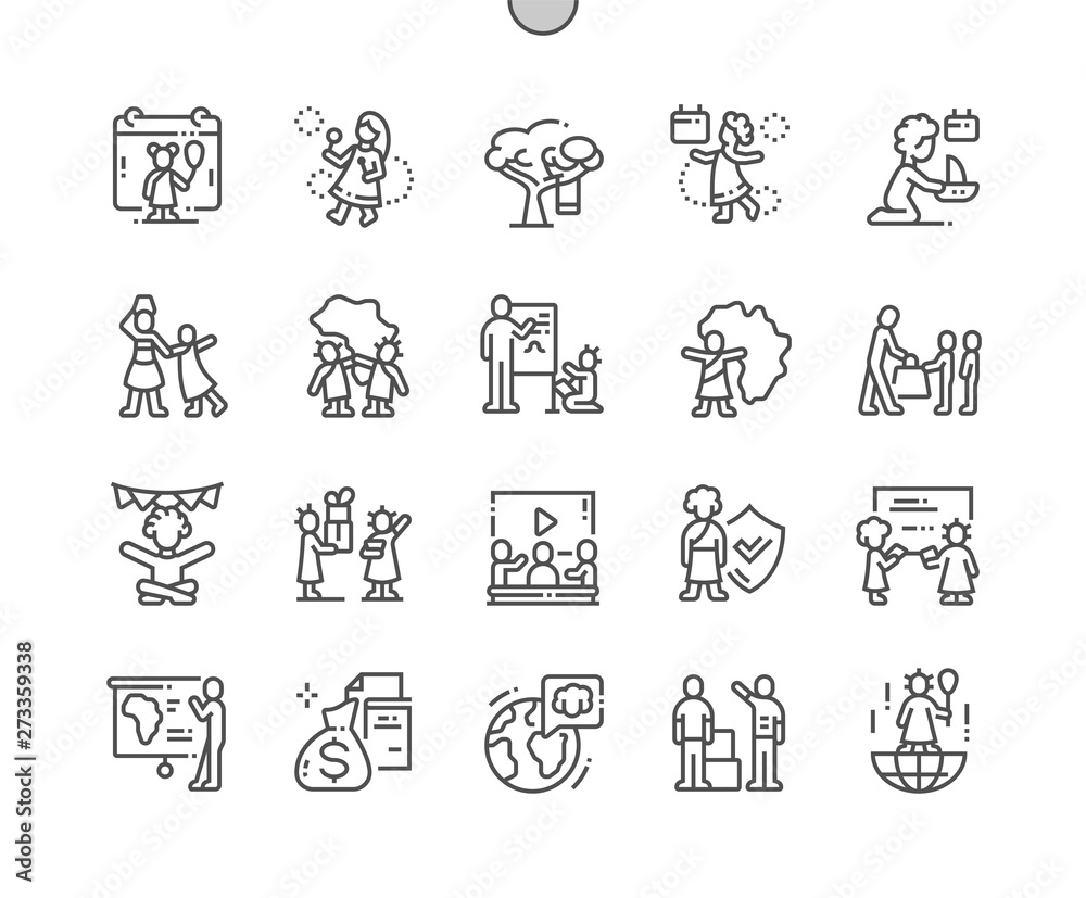 International Day of the African Child Well-crafted Pixel Perfect Vector Thin Line Icons 30 2x Grid for Web Graphics and Apps. Simple Minimal Pictogram