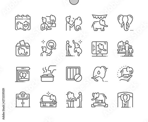 International Day of Action for Elephants in Zoos, IDAEZ Well-crafted Pixel Perfect Vector Thin Line Icons 30 2x Grid for Web Graphics and Apps. Simple Minimal Pictogram