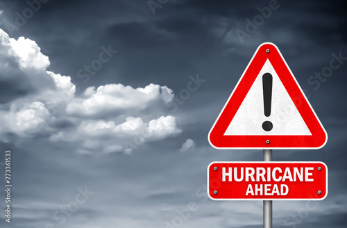 Hurricane ahead - road sign warning