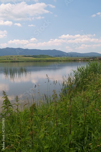 Beautiful scenery of lake in Rotbav  Brasov  Transylvania  Romania