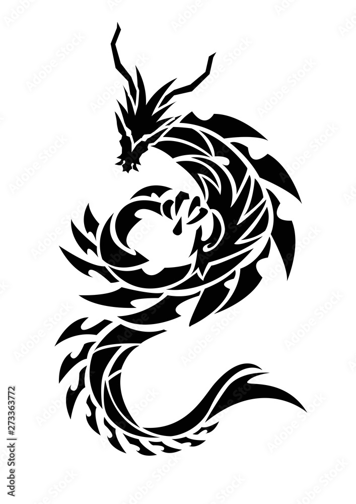 Obraz premium トライバルドラゴン。 ステッカーのデザイン。龍のデザイン。