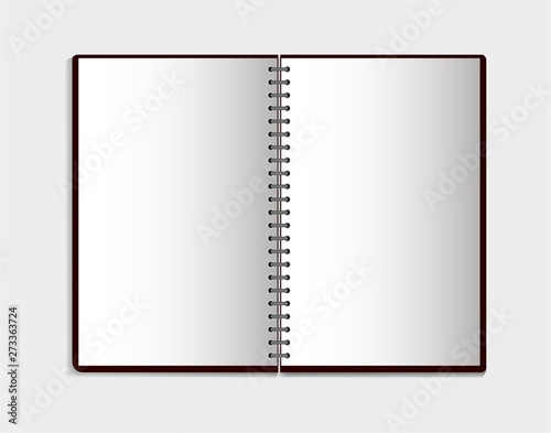 Realistic notebook in mockup style. Blank notepad with spiral. Template of empty notepad on white background. vector eps10
