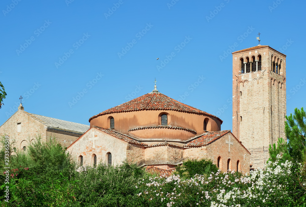 Ancient and historic area of the island of Torcello in Italy. Church of Santa Fosca and Santa María de Torcello