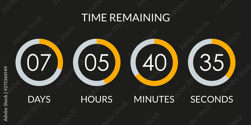 Countdown timer. Time counter with digital scoreboard. Time remaining