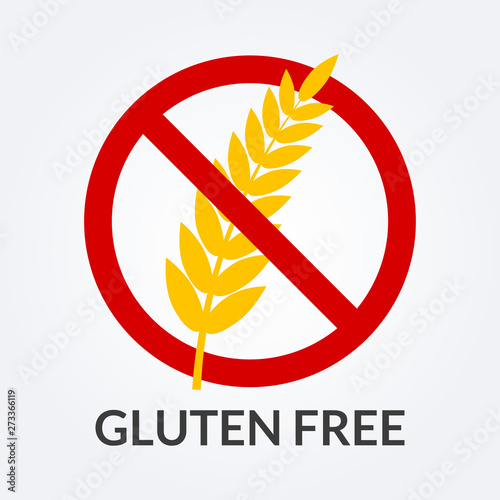 Gluten free icon. Symbol with grain or wheat. Vector illustration.