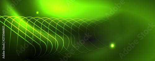 Shiny neon techno template. Neon lines background, 80s style laser rays