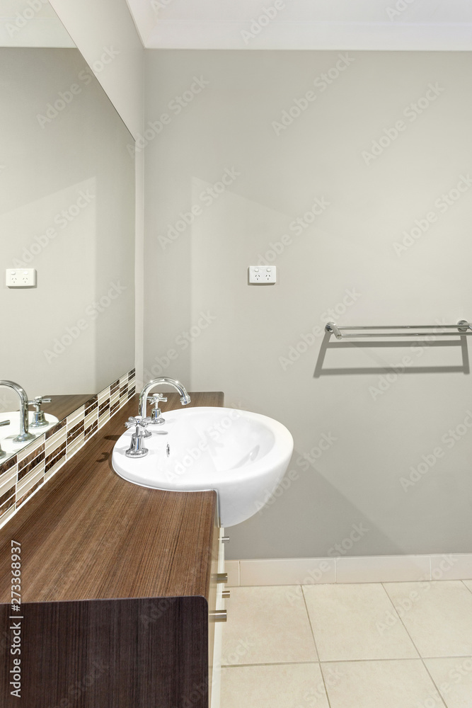 Fototapeta premium Grey and white interior-done bathroom